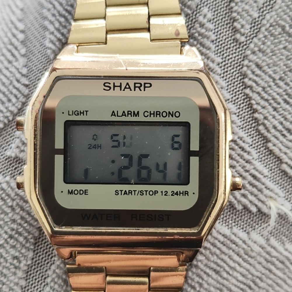 VINTAGE SHARP 70's 80's Digital Quartz Gold Colored Watch